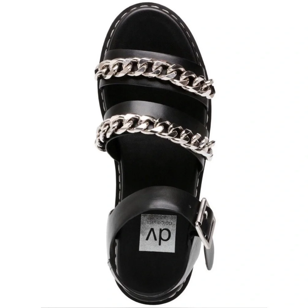Dolce Vita Black Chained Lug Sole‎ Mintra Sandals Sz. 9 - Picture 2 of 6